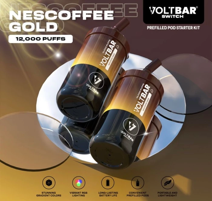 VOLTBAR SWITCH 12,000 PUFFS FULL KIT NESCOFFEE GOLD