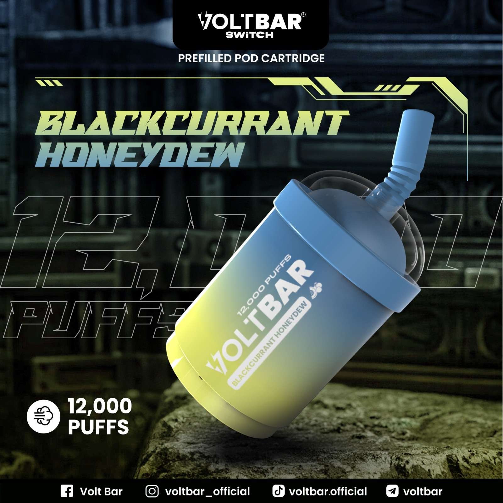 VOLTBAR SWITCH 12,000 PUFFS CARTIDGE BLACKCURRENT HONEYDEW