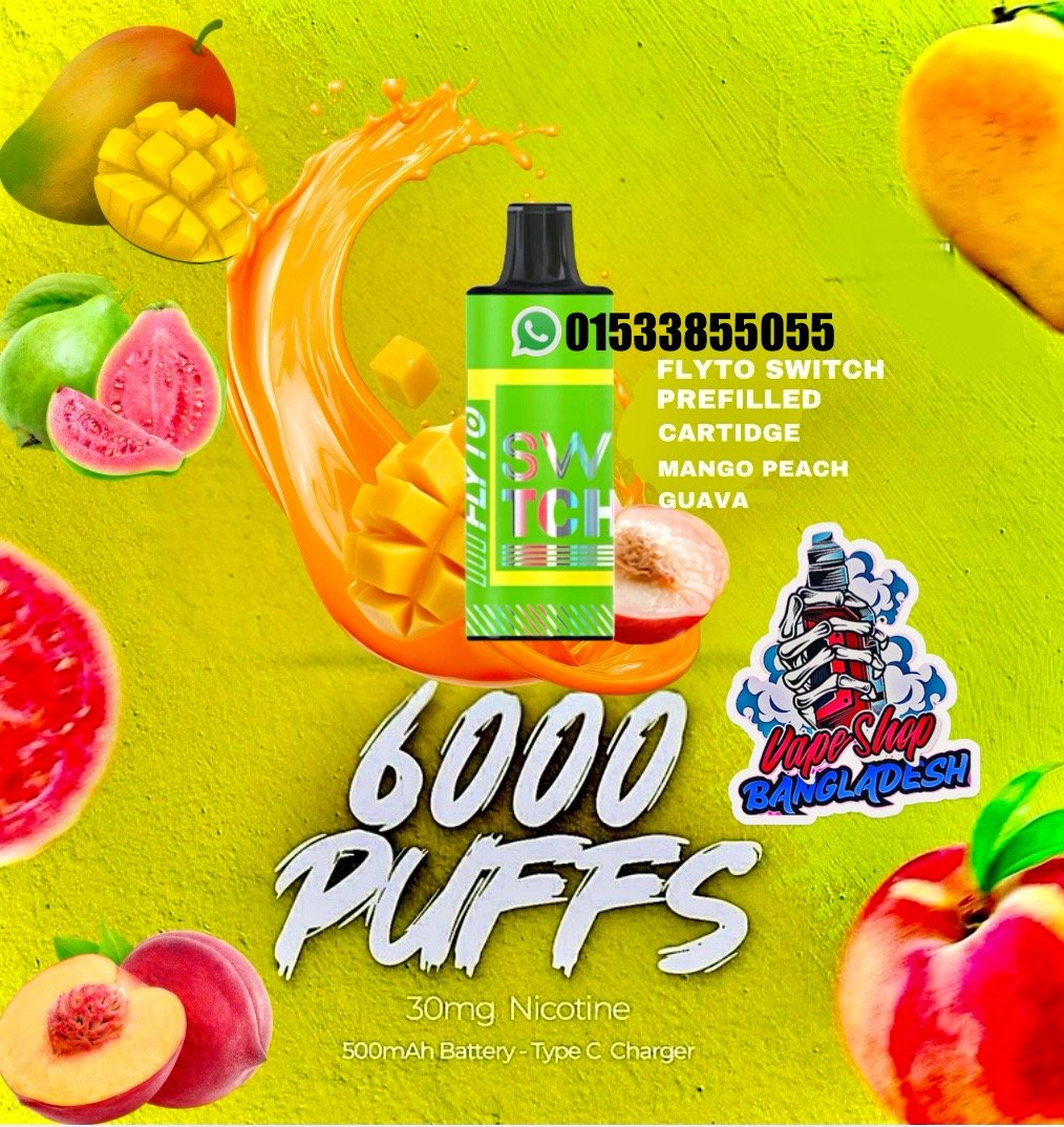 FLYTO SWITCH MANGO PEACH GUAVA 6000 PUFFS CARTRIDGE