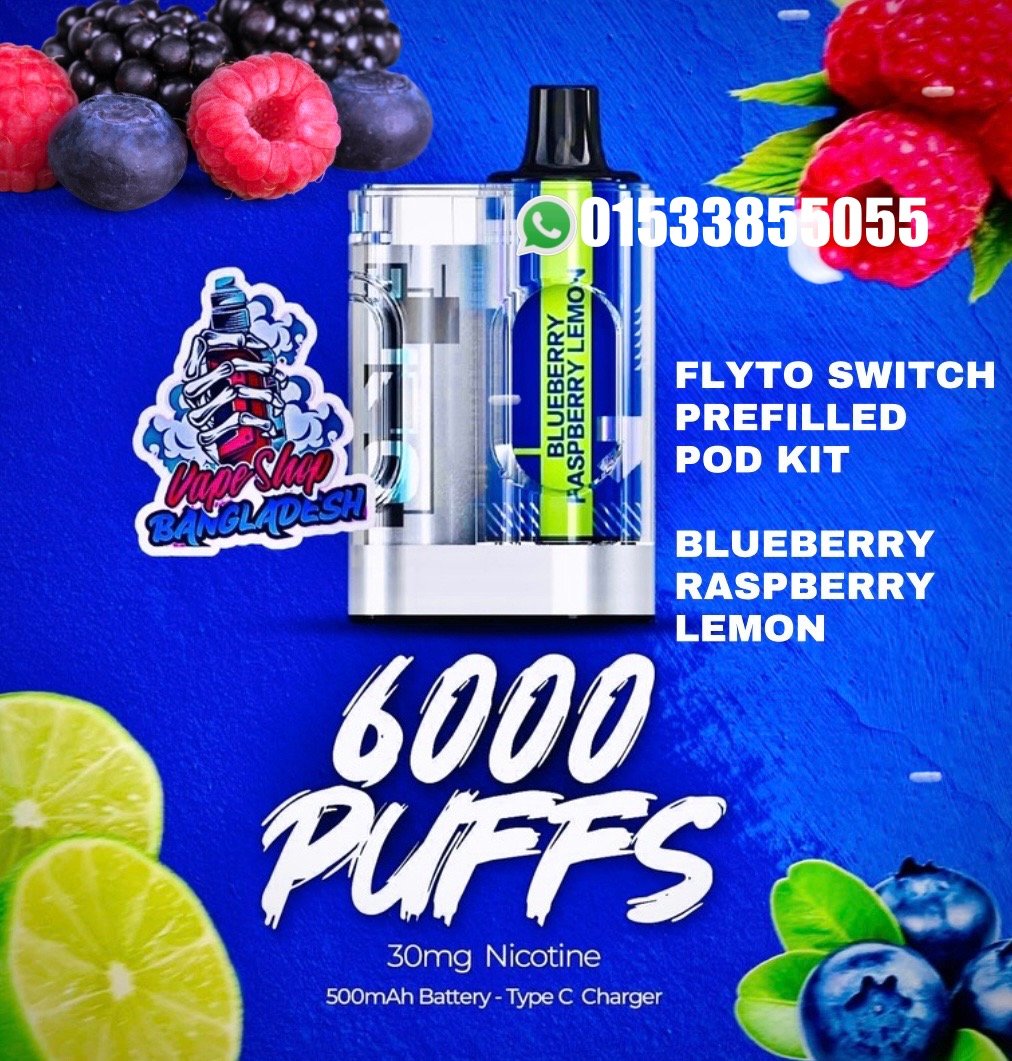 FLYTO SWITCH BLUEBERRY RASPBERRY LEMON  FULL KIT 6000 PUFFS