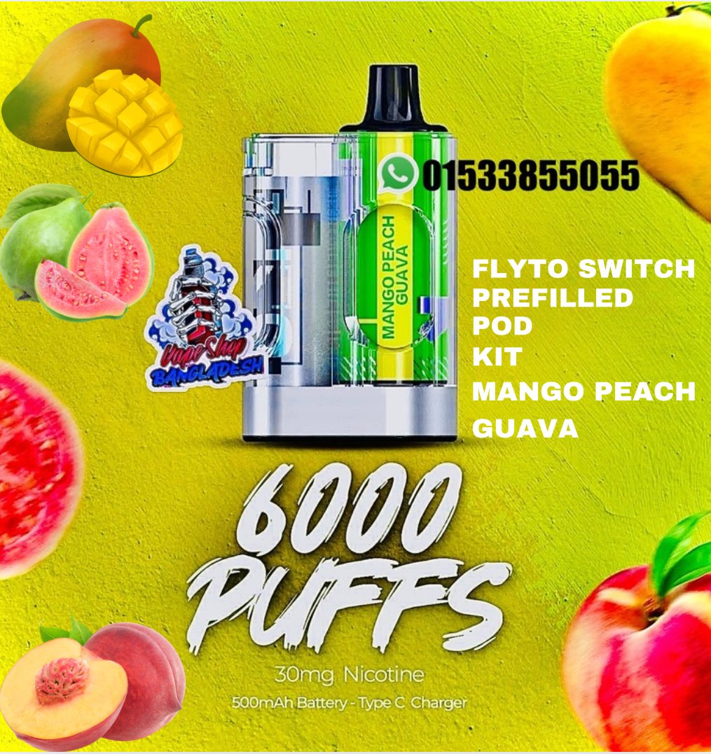 FLYTO SWITCH MANGO PEACH GUAVA FULL KIT 6000 PUFFS