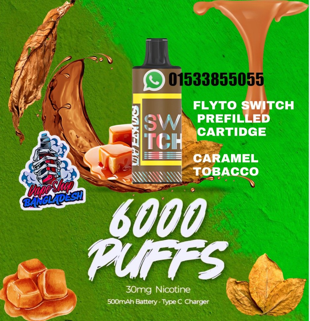 FLYTO SWITCH CARAMEL TOBACCO 6000 PUFFS CARTRIDGE