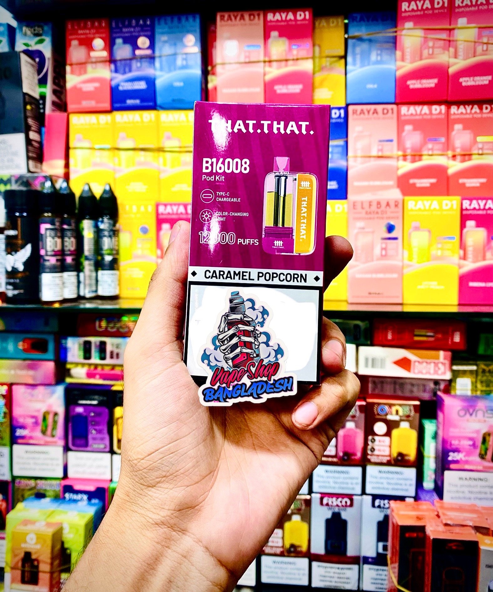 THAT THAT 12,000 PUFFS FULL KIT  CERAMEL POPCORN