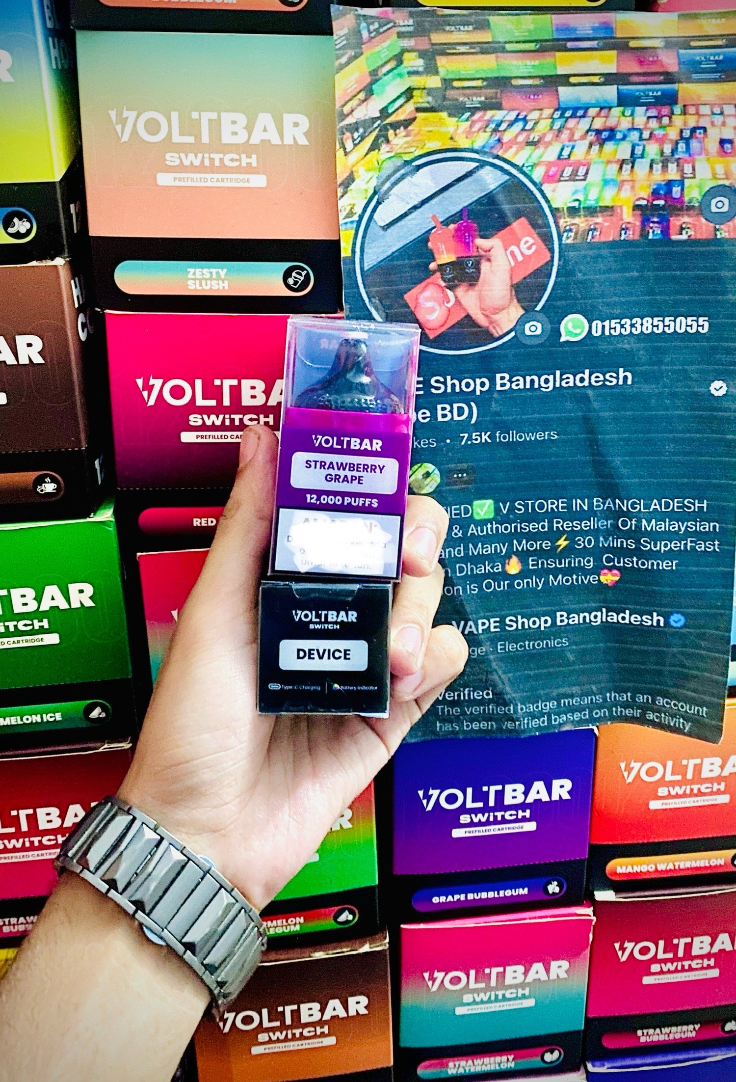VOLTBAR SWITCH 12,000 PUFFS FULL KIT STRAWBERRY GRAPE